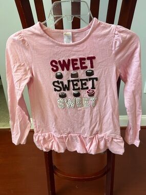Gymboree Light Pink Long-Sleeve 'Sweet' Ruffle Hem Tee